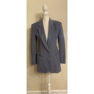 HENRI BENDEL NY Long Blazer Jacket Coat Cashmere Wool Italy Blue/Grey Sz 2 Small